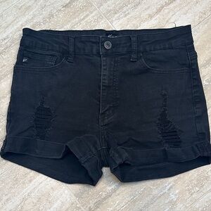 Rancan Black Distressed Jean Shorts